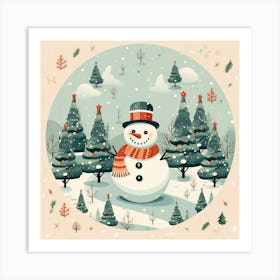 Snowman In The Forest 3 Art Print