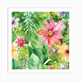 Watercolor Floral Pattern 6 Art Print