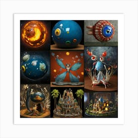 Collage Of Sculptures Art Print