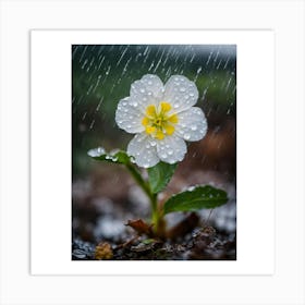 Rain on a flower Art Print