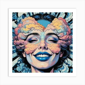 Girl With Clouds On Her Face Art Print