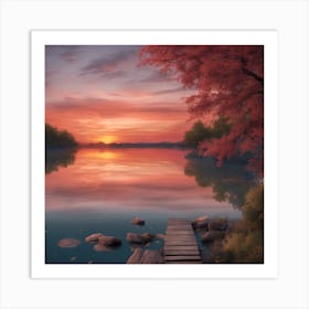 Sunset By The Lake Art Print