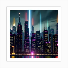 Skyline Radiance A Modern Urban Scene Art Print