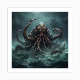 Kraken Monster in the Sea 1 Art Print