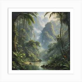 Jungle River paintings art print 4 Art Print