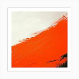 Abstract Orange And White Brush Strokes Art Print