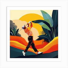 A Golfer Teeing Off Lofi Illustration 1718673009 4 Art Print