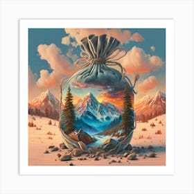 Bag Of Treasures Red Clouds At Sunset Snowcapp 1 Art Print