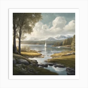 Sailboat On The Lake Art Print