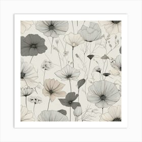 Wildflower in grey Art Print