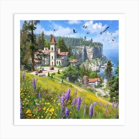 Village By The Sea Art Print