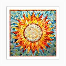 Mosaic Sun A Sun Created From A Mosaic Of Small Tiles 22 Art Print