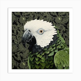 Ohara Koson Inspired Bird Painting Macaw 4 Square Art Print