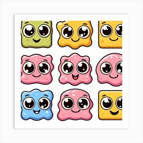 Cute Cartoon Squares Art Print