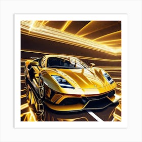 Golden Sports Car 12 Art Print