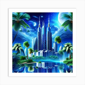 Cityscape At Night Art Print