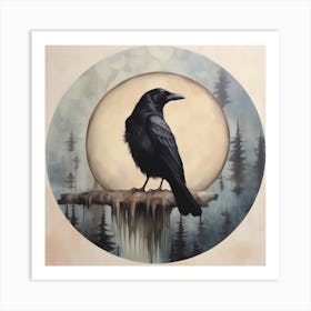 Raven At Full Moon Art Print