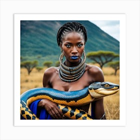 African Woman With Snake Art Print