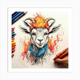 Goat On Fire 15 Art Print