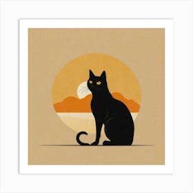 Black Cat At Sunset 5 Art Print