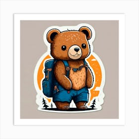 Bear With Backpack 1 Art Print