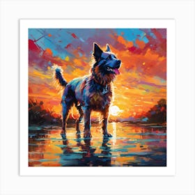 Sunset Dog Art Print