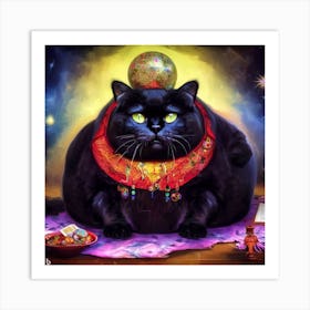 Black Cat With Crystal Ball 6 Art Print