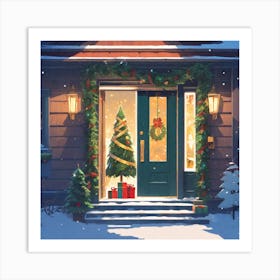 Christmas Decoration On Home Door Golden Ratio Fake Detail Trending Pixiv Fanbox Acrylic Palette (6) Art Print