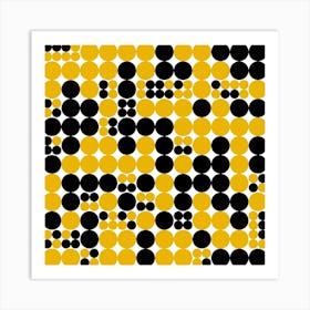 Black And Yellow Dots Art Print