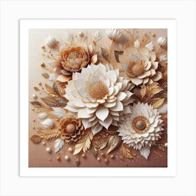 Flowers in gold 1 Art Print