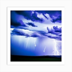 Beautiful blue lightning  Art Print