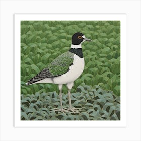 Ohara Koson Inspired Bird Painting Lapwing 3 Square Art Print