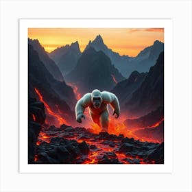 White King Kong Running Away Art Print