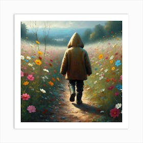 Child In A Flower Field Art Print