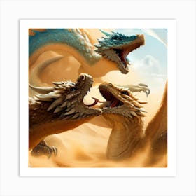 Dragons In The Desert Art Print