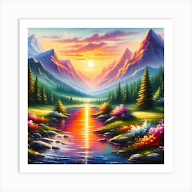 Sunset In The Mountains 12 Art Print