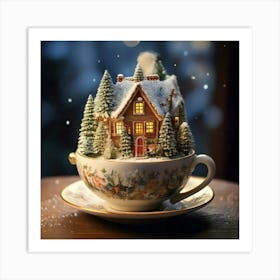 Firefly Charming Miniature Winter Cottage In A Cozy Cup 91797 (2) Art Print