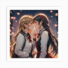 Kissing Anime Girls Art Print