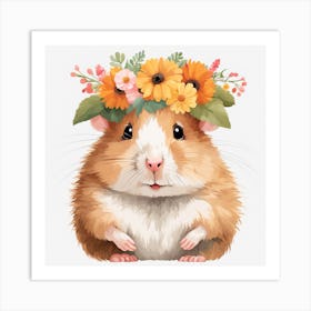 Floral Baby Hamster Nursery Illustration (63) Art Print