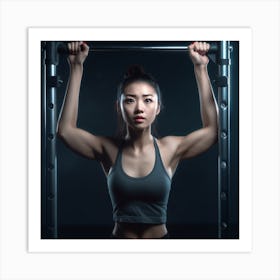 Asian Woman Lifting Weights Art Print