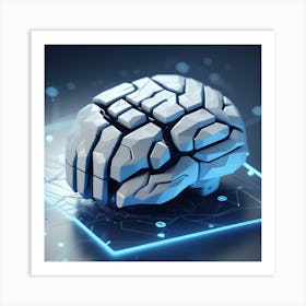 Brain On A Computer Screen Art Print