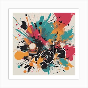 Bold Typography With Abstract Splashes And Swirls 1 Art Print