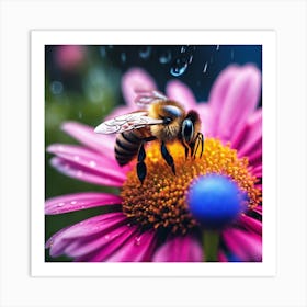 Bee On A Flower Art Print