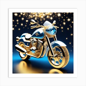 Gold Motorcycle With Diamonds Art Print