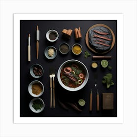 Barbecue Props Knolling Layout (102) Art Print