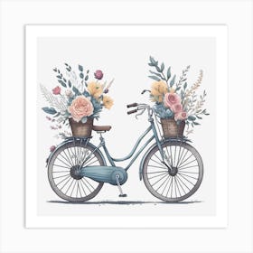 Floral Bicycle (1) Art Print
