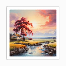 Sunset By The River Art Print