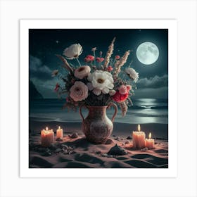 beautiful Night At The Beach Art Print