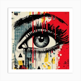 Halftone monochrome collage, Eye Of The World Art Print