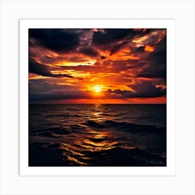 Sunset Over The Ocean 2 Art Print